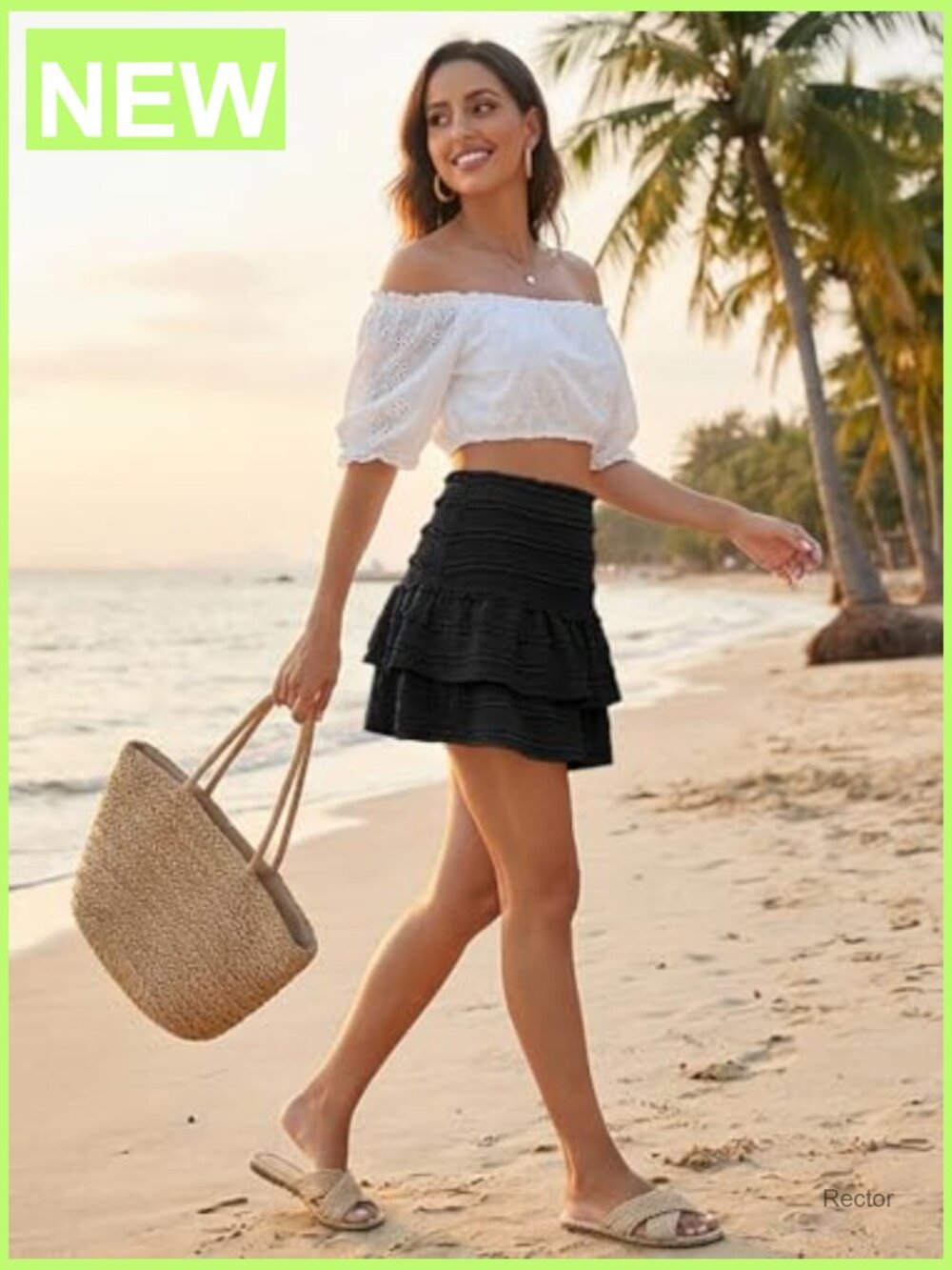 High Waist Tiered Flowy Mini Skirt with Built-In Shorts, Athletic Skort, Summer - Picture 3 of 7
